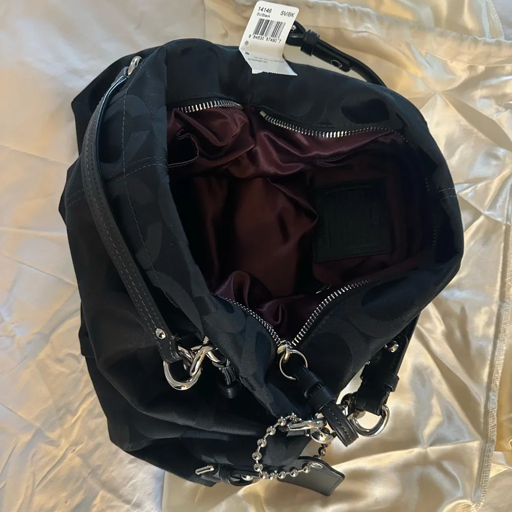 NWT COACH OP ART SATEEN LARGE BROOKE BLACK